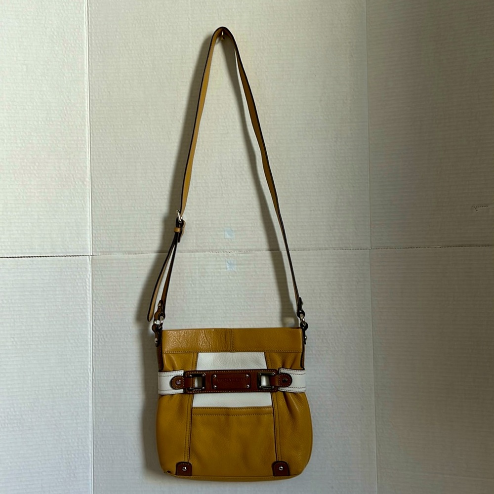 Tignanello crossbody bag, camel/ brown/white leather. Like new condition.